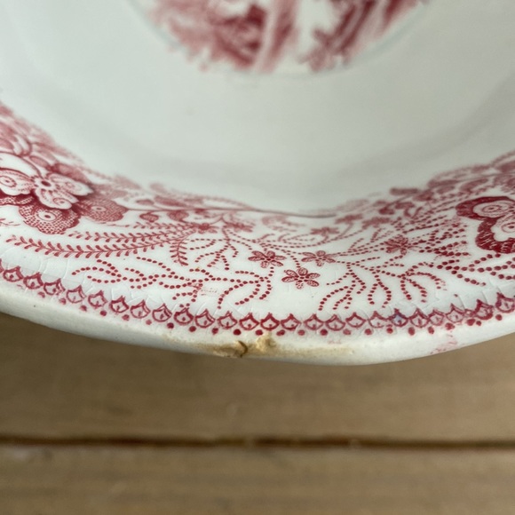 Antique T&J Mayer Longport NONPAREIL Red Pink Bowl - Picture 10 of 11